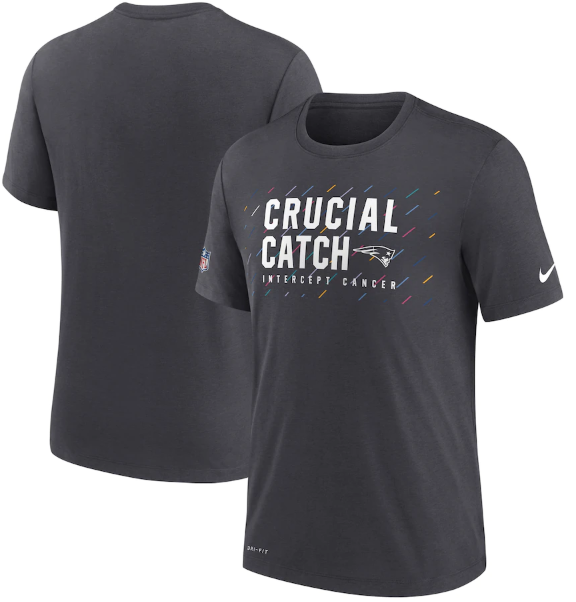 Men's New England Patriots Charcoal 2021 Crucial Catch Performance T-Shirt Men's New England Patriots Charcoal 2021 Crucial Catch Performance T-Shirt